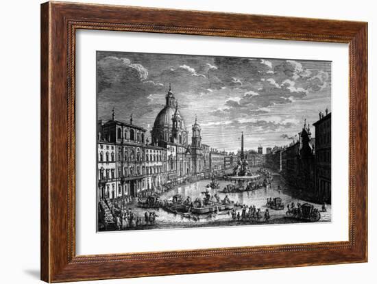 View of the Piazza Navona During the Ferragosto Holiday, 1752-Giuseppe Vasi-Framed Giclee Print