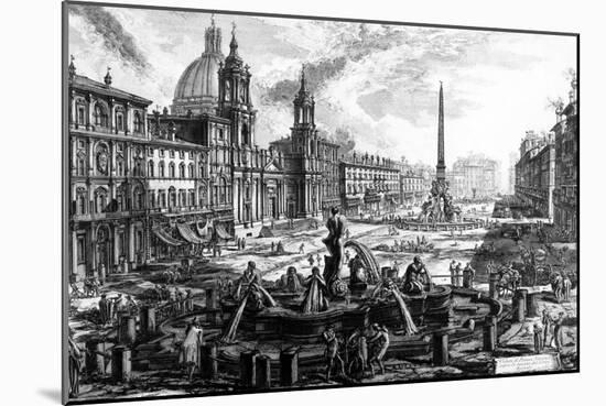 View of the Piazza Navona, from the 'Views of Rome' Series, C.1760-Giovanni Battista Piranesi-Mounted Giclee Print