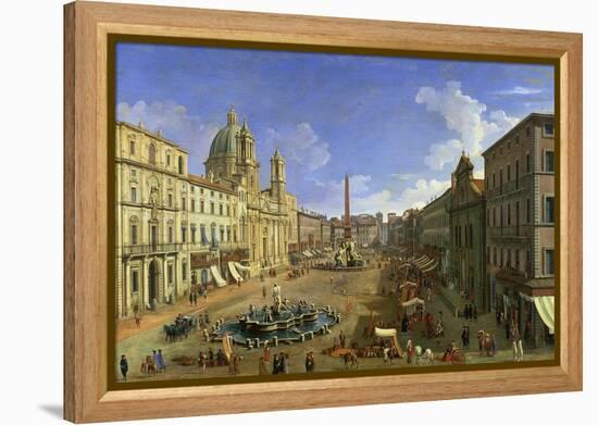 View of the Piazza Navona, Rome-Canaletto-Framed Premier Image Canvas