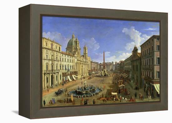 View of the Piazza Navona, Rome-Canaletto-Framed Premier Image Canvas