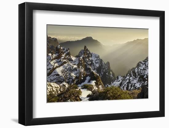 View of the Pico De La Cruz, Caldera De Taburiente, Island La Palma, Canary Islands, Spain-Rainer Mirau-Framed Photographic Print