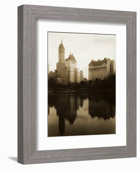 View of the Plaza Hotel, the Savoy Hotel and the Sherry-Netherland Hotel Reflected in the Water-null-Framed Photographic Print