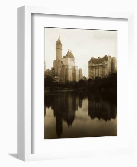 View of the Plaza Hotel, the Savoy Hotel and the Sherry-Netherland Hotel Reflected in the Water-null-Framed Photographic Print