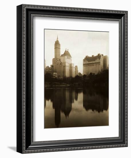 View of the Plaza Hotel, the Savoy Hotel and the Sherry-Netherland Hotel Reflected in the Water-null-Framed Photographic Print