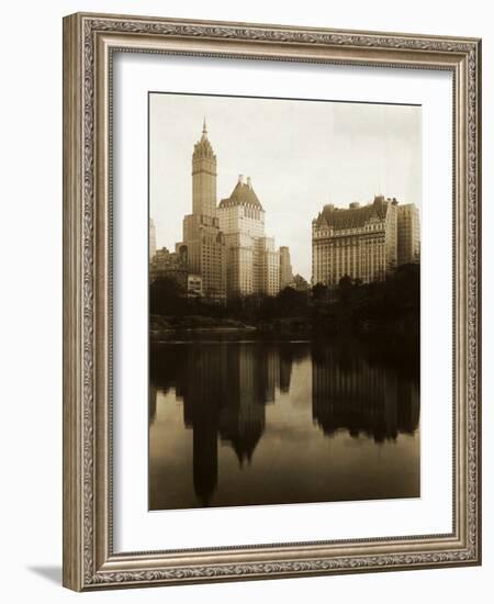 View of the Plaza Hotel, the Savoy Hotel and the Sherry-Netherland Hotel Reflected in the Water-null-Framed Photographic Print