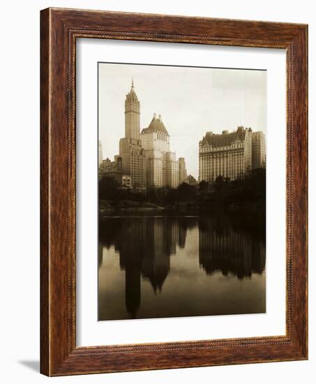 View of the Plaza Hotel, the Savoy Hotel and the Sherry-Netherland Hotel Reflected in the Water-null-Framed Photographic Print