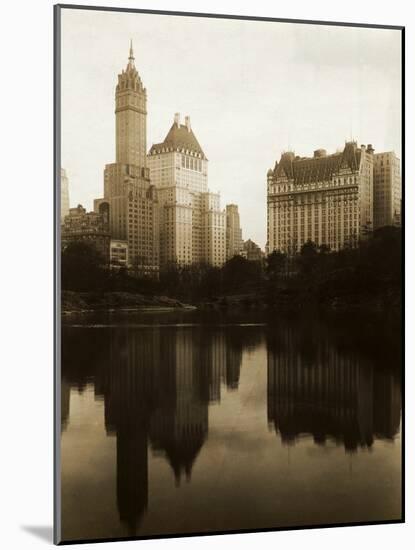 View of the Plaza Hotel, the Savoy Hotel and the Sherry-Netherland Hotel Reflected in the Water-null-Mounted Photographic Print