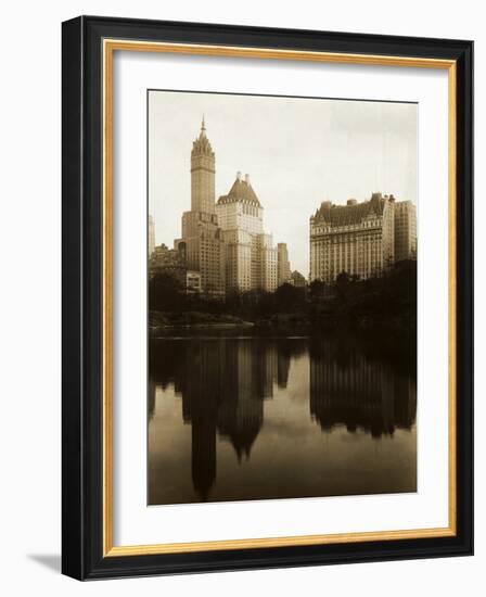 View of the Plaza Hotel, the Savoy Hotel and the Sherry-Netherland Hotel Reflected in the Water-null-Framed Photographic Print