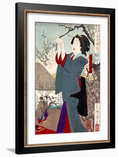 View of the Plums on the First Day of Spring-Yoshitoshi Tsukioka-Framed Giclee Print