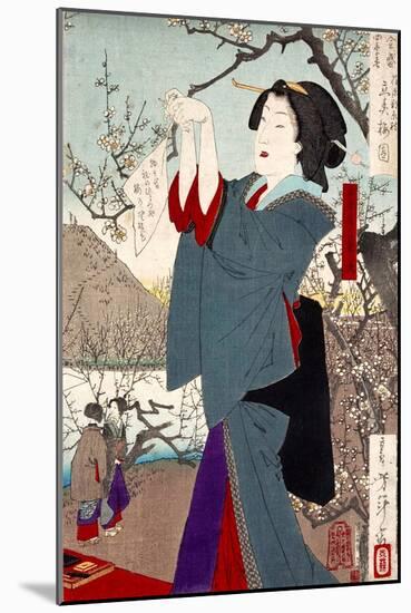 View of the Plums on the First Day of Spring-Yoshitoshi Tsukioka-Mounted Giclee Print