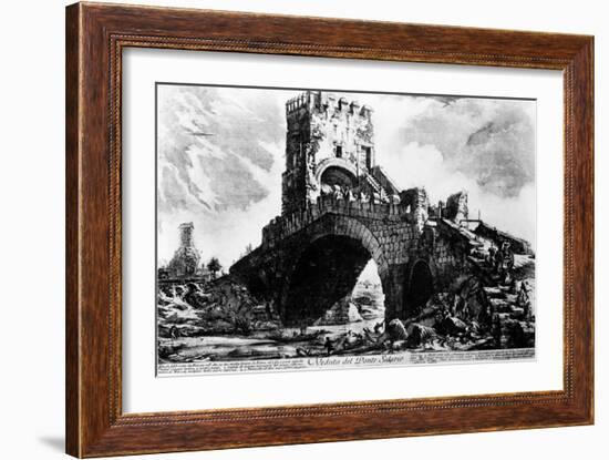 View of the Ponte Salario, from the 'Views of Rome' Series, C.1760-Giovanni Battista Piranesi-Framed Giclee Print