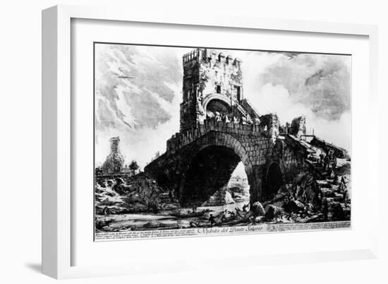 View of the Ponte Salario, from the 'Views of Rome' Series, C.1760-Giovanni Battista Piranesi-Framed Giclee Print