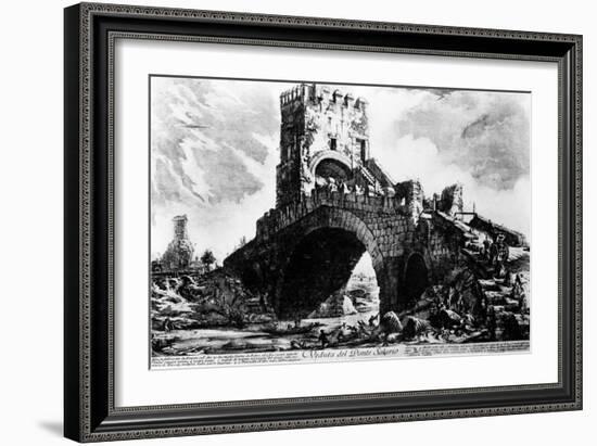 View of the Ponte Salario, from the 'Views of Rome' Series, C.1760-Giovanni Battista Piranesi-Framed Giclee Print