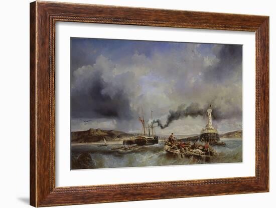 View of the Port of Boulogne from the Sea, 1843 (Oil on Canvas)-Louis Eugene Gabriel Isabey-Framed Giclee Print