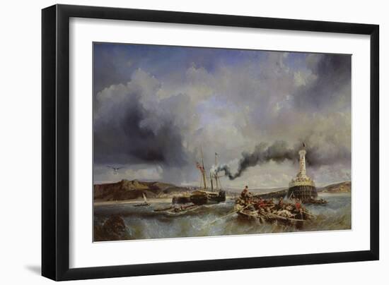 View of the Port of Boulogne from the Sea, 1843 (Oil on Canvas)-Louis Eugene Gabriel Isabey-Framed Giclee Print