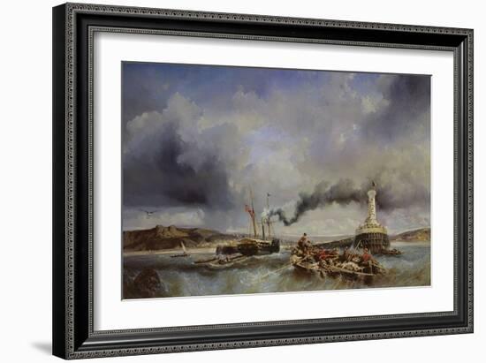 View of the Port of Boulogne from the Sea, 1843 (Oil on Canvas)-Louis Eugene Gabriel Isabey-Framed Giclee Print