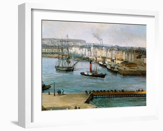 View of the Port of Dieppe, C.1860 (Painting)-Leon Auguste Asselineau-Framed Giclee Print