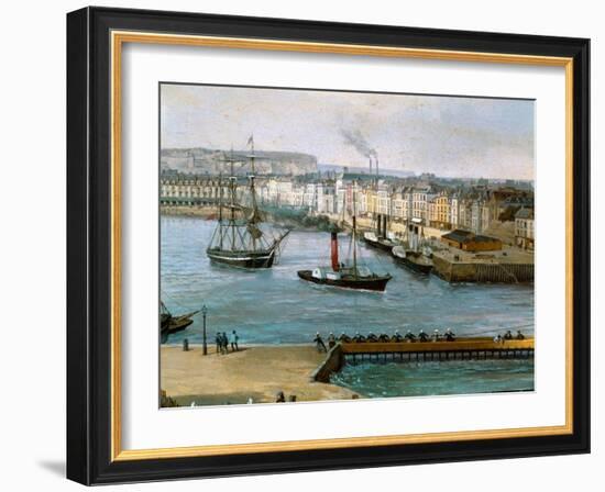 View of the Port of Dieppe, C.1860 (Painting)-Leon Auguste Asselineau-Framed Giclee Print