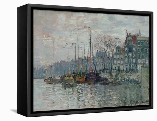View of the Prins Hendrikkade and the Kromme Waal in Amsterdam, 1874-Claude Monet-Framed Premier Image Canvas