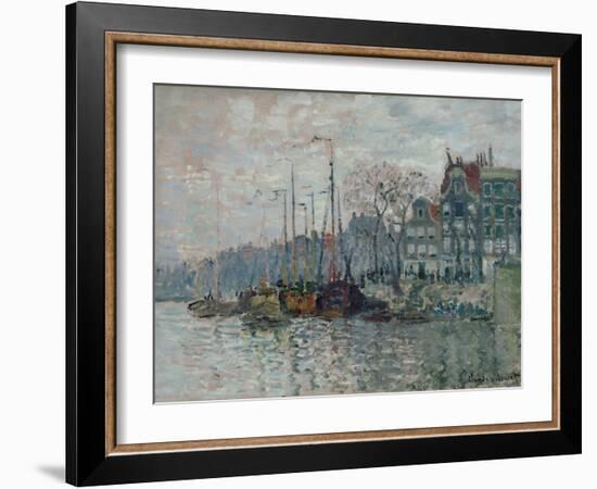 View of the Prins Hendrikkade and the Kromme Waal in Amsterdam, 1874-Claude Monet-Framed Giclee Print