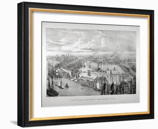 View of the Proposed St Katharine's Dock, London, C1825-Thomas Mann Baynes-Framed Giclee Print