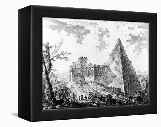 View of the Pyramid of Caius Cestius, from the 'Views of Rome' Series, C.1760-Giovanni Battista Piranesi-Framed Premier Image Canvas