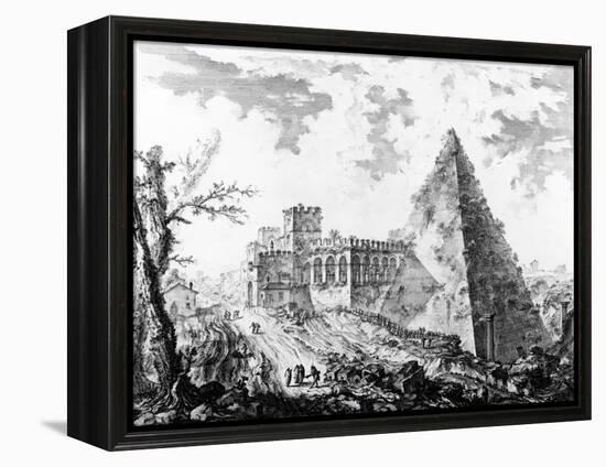 View of the Pyramid of Caius Cestius, from the 'Views of Rome' Series, C.1760-Giovanni Battista Piranesi-Framed Premier Image Canvas