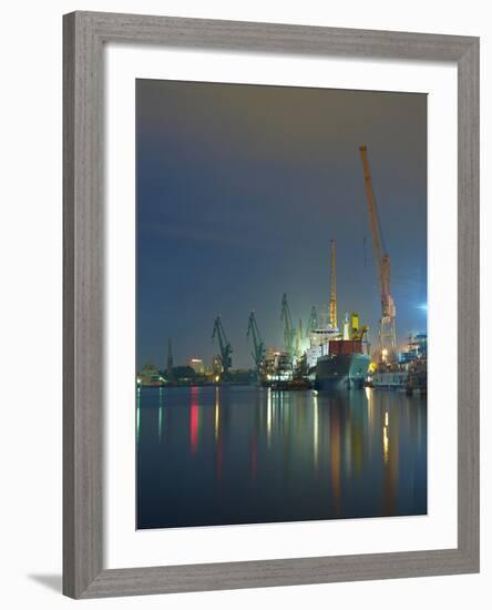 View of the Quay Shipyard of Gdansk, Poland.-Nightman1965-Framed Photographic Print