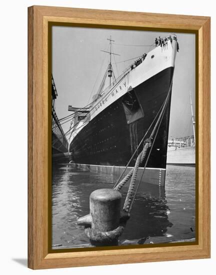 View of the Queen Mary Docked in New York City After It's Arrival-Carl Mydans-Framed Premier Image Canvas