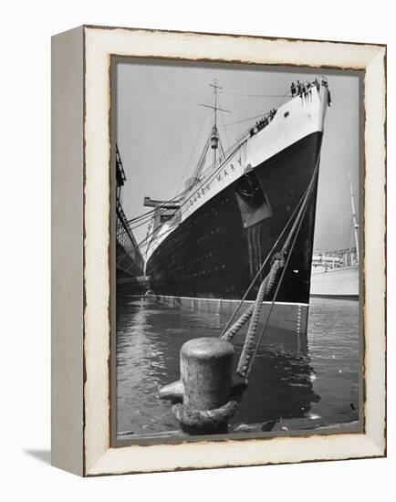 View of the Queen Mary Docked in New York City After It's Arrival-Carl Mydans-Framed Premier Image Canvas