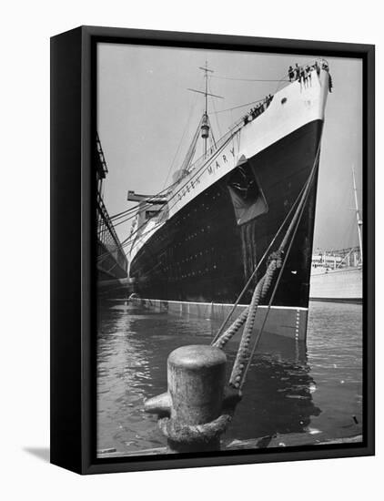 View of the Queen Mary Docked in New York City After It's Arrival-Carl Mydans-Framed Premier Image Canvas