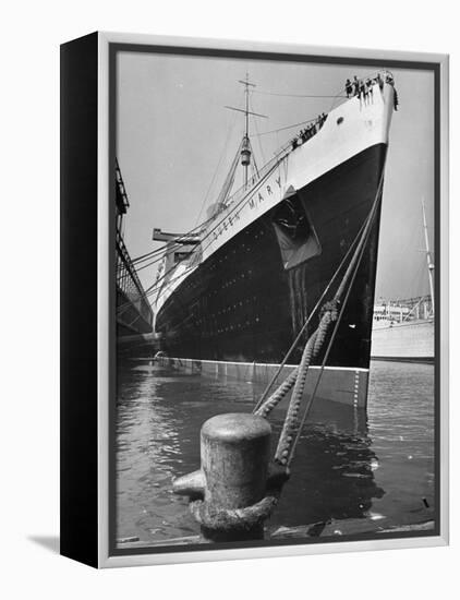 View of the Queen Mary Docked in New York City After It's Arrival-Carl Mydans-Framed Premier Image Canvas