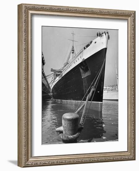 View of the Queen Mary Docked in New York City After It's Arrival-Carl Mydans-Framed Photographic Print