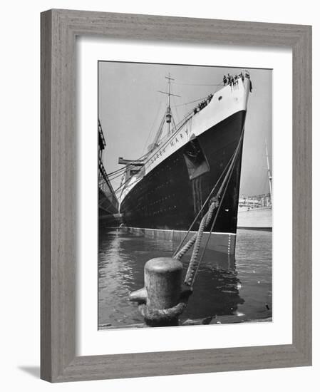 View of the Queen Mary Docked in New York City After It's Arrival-Carl Mydans-Framed Photographic Print