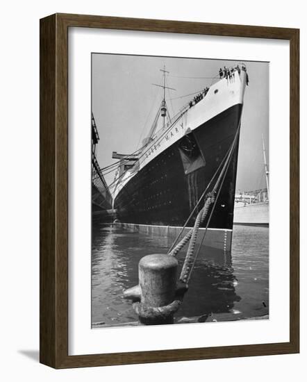 View of the Queen Mary Docked in New York City After It's Arrival-Carl Mydans-Framed Photographic Print