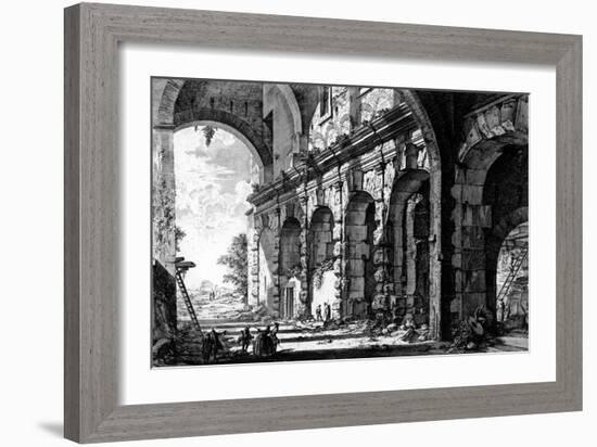 View of the Remains of the Temple of Claudius Near the Church of Santi Giovanni E Paolo, from the…-Giovanni Battista Piranesi-Framed Giclee Print