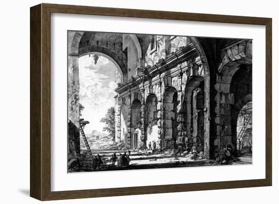 View of the Remains of the Temple of Claudius Near the Church of Santi Giovanni E Paolo, from the…-Giovanni Battista Piranesi-Framed Giclee Print