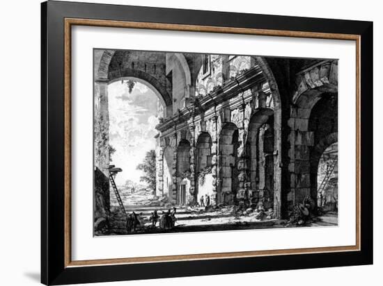 View of the Remains of the Temple of Claudius Near the Church of Santi Giovanni E Paolo, from the…-Giovanni Battista Piranesi-Framed Giclee Print