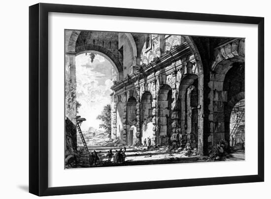 View of the Remains of the Temple of Claudius Near the Church of Santi Giovanni E Paolo, from the…-Giovanni Battista Piranesi-Framed Giclee Print