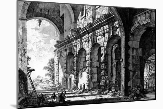 View of the Remains of the Temple of Claudius Near the Church of Santi Giovanni E Paolo, from the…-Giovanni Battista Piranesi-Mounted Giclee Print