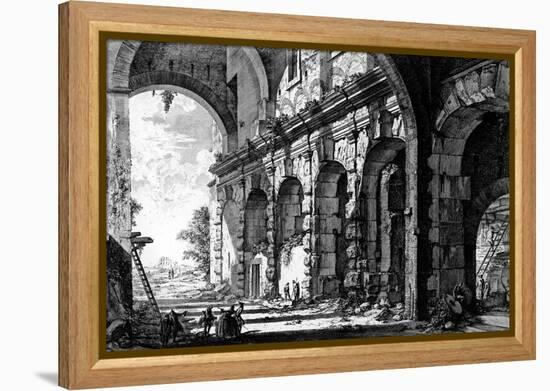 View of the Remains of the Temple of Claudius Near the Church of Santi Giovanni E Paolo, from the…-Giovanni Battista Piranesi-Framed Premier Image Canvas