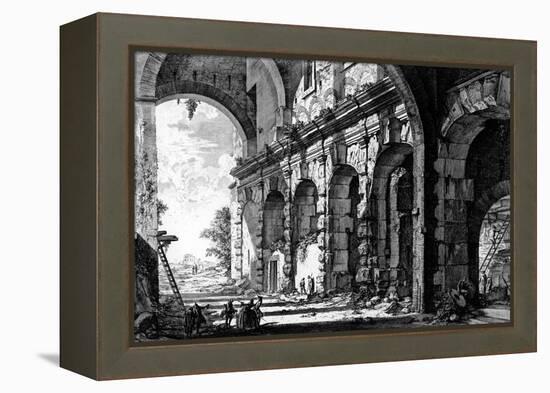 View of the Remains of the Temple of Claudius Near the Church of Santi Giovanni E Paolo, from the…-Giovanni Battista Piranesi-Framed Premier Image Canvas