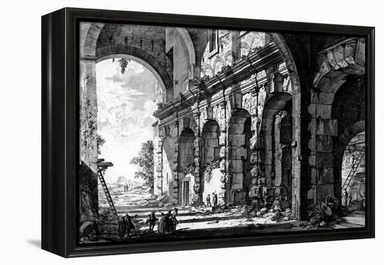 View of the Remains of the Temple of Claudius Near the Church of Santi Giovanni E Paolo, from the…-Giovanni Battista Piranesi-Framed Premier Image Canvas