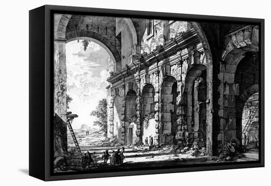 View of the Remains of the Temple of Claudius Near the Church of Santi Giovanni E Paolo, from the…-Giovanni Battista Piranesi-Framed Premier Image Canvas