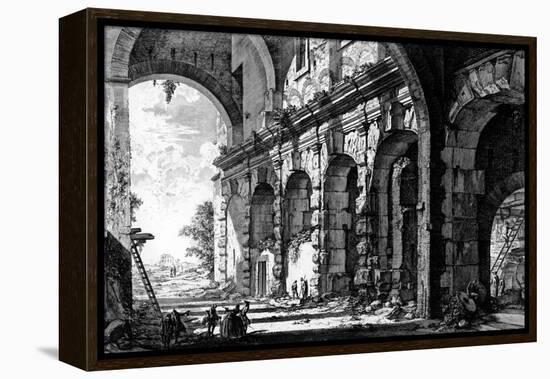 View of the Remains of the Temple of Claudius Near the Church of Santi Giovanni E Paolo, from the…-Giovanni Battista Piranesi-Framed Premier Image Canvas