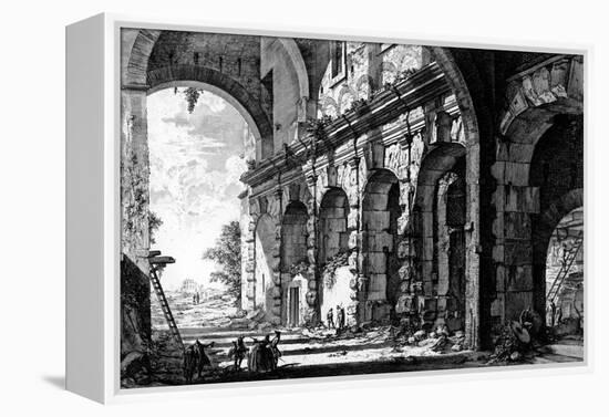 View of the Remains of the Temple of Claudius Near the Church of Santi Giovanni E Paolo, from the…-Giovanni Battista Piranesi-Framed Premier Image Canvas