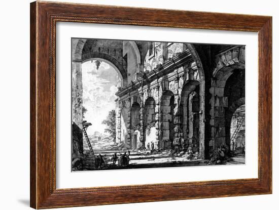 View of the Remains of the Temple of Claudius Near the Church of Santi Giovanni E Paolo, from the…-Giovanni Battista Piranesi-Framed Premium Giclee Print