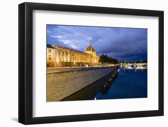 View of the Rhone and Hotel Dieu from Pont De La Guillotiere-Massimo Borchi-Framed Photographic Print