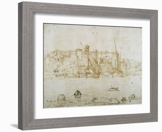 View of the Ripa Grande, Rome, C.1552-Pieter Bruegel the Elder-Framed Giclee Print