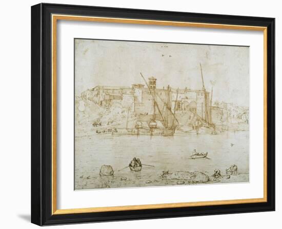 View of the Ripa Grande, Rome, C.1552-Pieter Bruegel the Elder-Framed Giclee Print